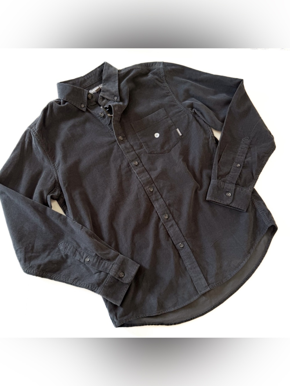 Eddie Bauer Shirt Mens Medium Corduroy Button Up Storm Teal Gray New